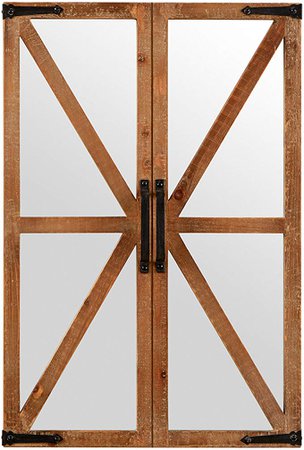 Amazon.com: Stone & Beam Rustic Wood and Iron Barn Door Hanging Wall Mirror Decor, 30 Inch Height, Natural: Home & Kitchen