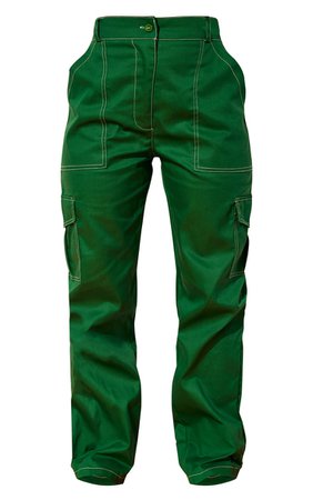 green contrast stitch cargo pants