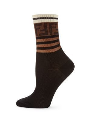 Fendi Logo Stripe Ankle Socks
