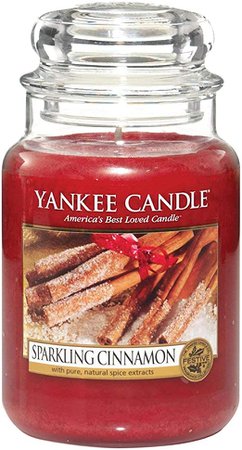 Amazon.de: Yankee Candle Duftkerze im Glas (groß) | Sparkling Cinnamon | Brenndauer bis zu 150