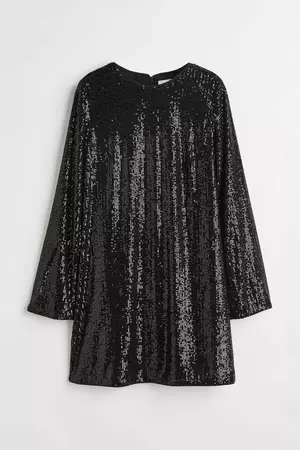 Sequined Dress - Black - Ladies | H&M US