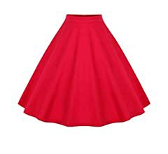 KILLREAL Women's High Waisted Flared Vintage Skirt for Christmas Party Red X-Large at Amazon Women’s Clothing store