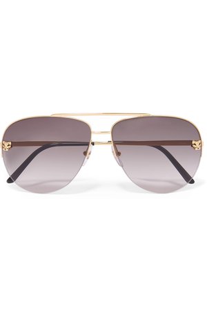 CARTIER, Panthère aviator-style gold-plated sunglasses
