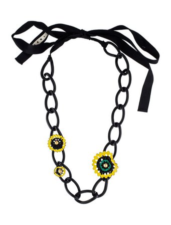 Marni Leather & Resin Floral Chain Necklace - Necklaces - MAN74466 | The RealReal