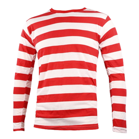 Long Sleeve Red White Striped Shirt Men's XXL