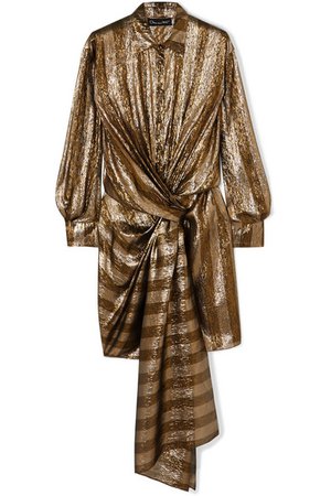 Oscar de la Renta | Twist-front striped silk-blend lamé mini dress | NET-A-PORTER.COM