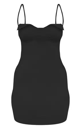 Black Stretch Woven Pointed Hem Bodycon Dress | PrettyLittleThing USA