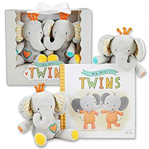 Amazon.com : We are Twins - Baby and Toddler Twin Gift Set- Includes Keepsake Book and Set of 2 Plush Elephant Rattles for Boys and Girls. Perfect for Newborn Infant - Baby Shower - Toddler Birthday – Christmas