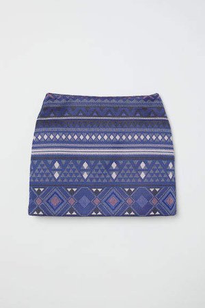 Jacquard-weave Skirt - Blue