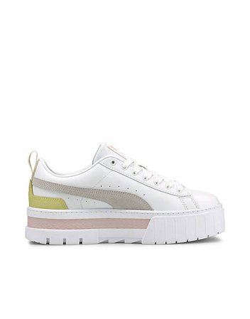 Puma Mayze platform sneakers in white and pink | ASOS