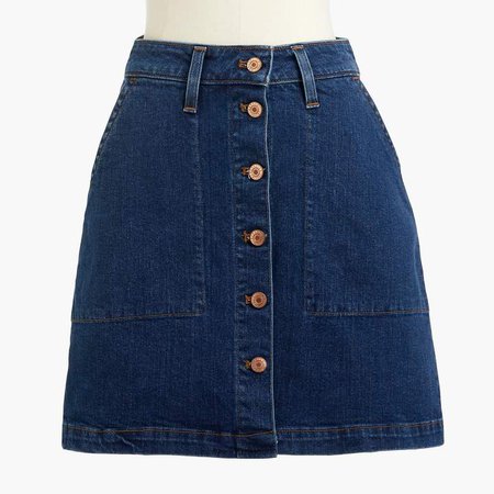 Denim button-front mini skirt