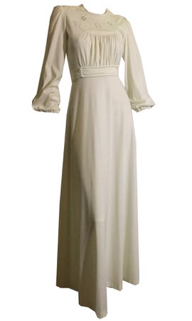 Winter White Emboidered Jersey Maxi Dress circa 1970s – Dorothea's Closet Vintage