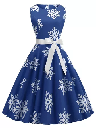 DressLily.com: Photo Gallery - Plus Size Christmas Snowflake Vintage Flare Dress