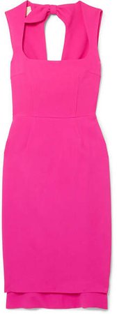 Asymmetric Bow-embellished Crepe Dress - Pink