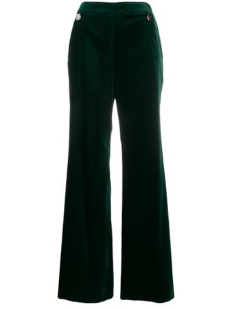 Green Temperley London Velvet Flared Trousers | Farfetch.com