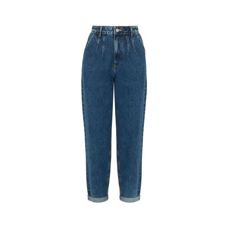 Nocturne Navy Cuffed Hem Mom Jeans | NOCTURNE | Wolf & Badger
