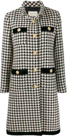 houndstooth print single-breasted coat
