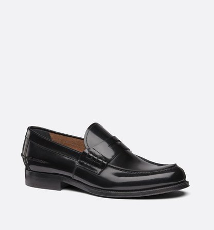 Black mirror calfskin loafer - Shoes - Man | DIOR