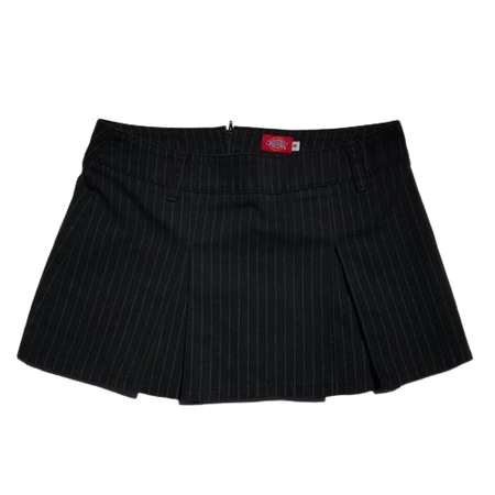 Black Pinstripe Pleated Mini Skirt