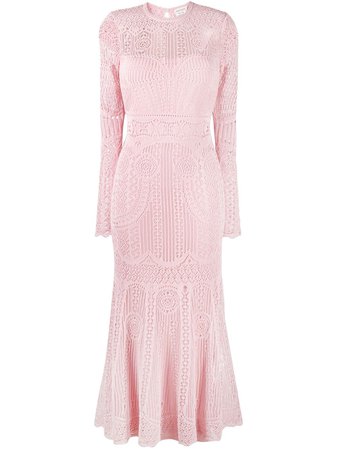 Shop pink Alexander McQueen patchwork lace knitted dress with Express Delivery - Farfetch
