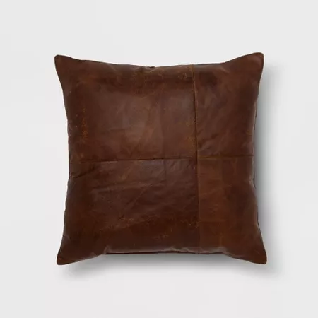 Genuine Leather Square Throw Pillow Brown - Threshold : Target