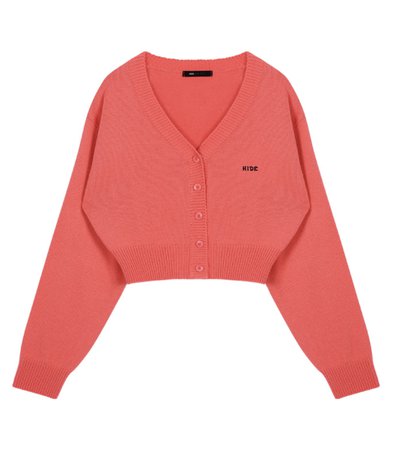HIDE Crop Knit Cardigan (Coral Pink)