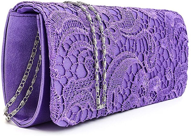 Designer Floral Lace Satin Ladies Clutch Bag Womens Handbag Purse Evening Wedding Party: Handbags: Amazon.com
