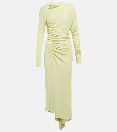 Asymmetric Jersey Midi Dress in Yellow - Victoria Beckham | Mytheresa