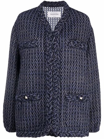 Valentino braided-trim Tweed Jacket - Farfetch