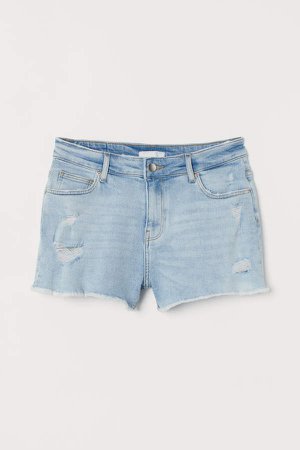Low Waist Denim Shorts - Blue