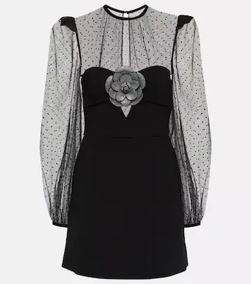 Yvonne Floral Applique Minidress in Black - Rebecca Vallance | Mytheresa