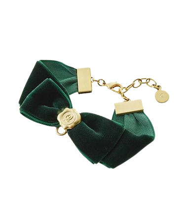 Q-Pot | Selectable Happiness Velvet Ribbon Bracelet (Green)
