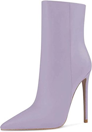 Amazon.com | XYD Women's Pointed Toe Ankle Boots, Classic Stilettos High Heels, Zipper Side, Fashion Dress Office Lady Solid Color Booties Shoes Size 15 Plum | Shoes
