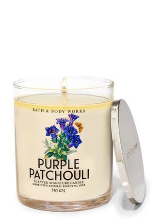 Purple Patchouli Signature Single Wick Candle - White Barn | Bath & Body Works