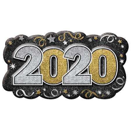 Glitter Black, Gold & Silver 2020 Sign 23in x 12 1/2in | Party City Canada