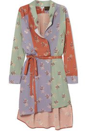 Miu Miu | Lace-trimmed floral-print silk-satin and silk-georgette mini dress | NET-A-PORTER.COM