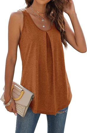 Amazon.com: Women's Tank Tops Loose Fit Vneck Sleeveless Tee Shirts Dressy Casual Orange L : Clothing, Shoes & Jewelry