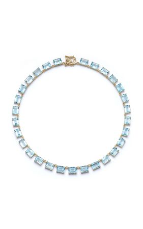 14k Gold Blue Topaz Riviera Necklace By Mateo | Moda Operandi
