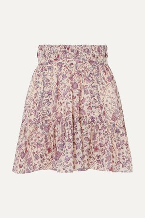 Laraya Pleated Printed Cotton Skirt - Lilac