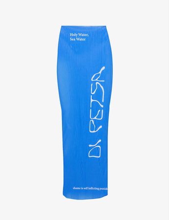 DI PETSA - Wet Script graphic-print recycled polyester-blend maxi skirt | Selfridges.com