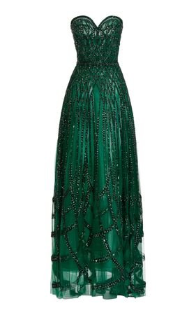 Green Arabesque Beaded Gown