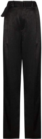 high-rise belted trousers
