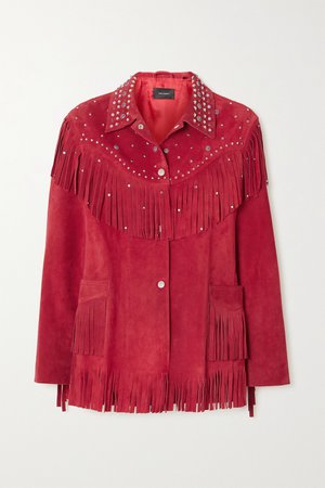Red Bel embellished fringed suede jacket | Isabel Marant | NET-A-PORTER