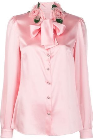 Dolce & Gabbana Rose Detail Pussy-Bow Blouse