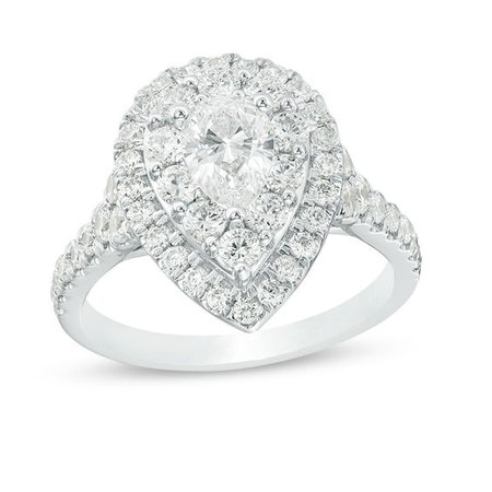 1.75 CT. T.W. Certified Canadian Pear-Shaped Diamond Double Frame Bridal Set in 14K White Gold (I/I1) | View All Wedding | Wedding | Peoples Jewellers
