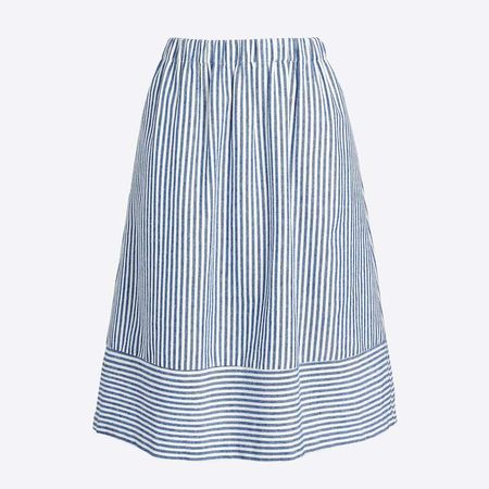 Striped cotton-linen midi skirt