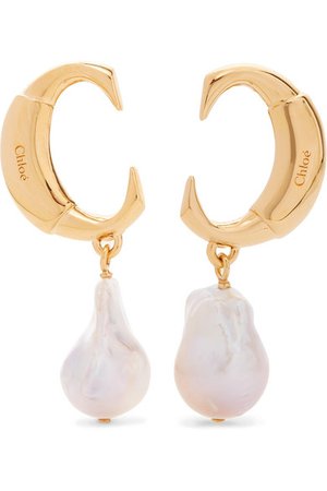 Chloé | Gold-tone pearl earrings | NET-A-PORTER.COM