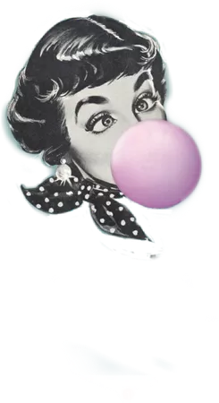 50s Girl With Colored Bubblegum 💕💭