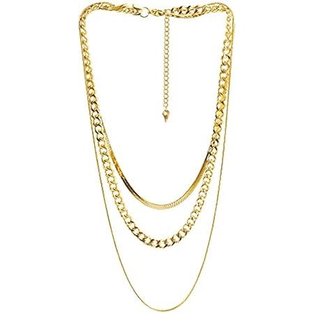 Amazon.com: Freekiss Gold Necklace for Women Herringbone Necklace for Women,Simple Gold Layered Necklaces Chunky 14k Gold Plated Necklace Gold Chain Gold Jewelry Gift for Women: Clothing, Shoes & Jewelry