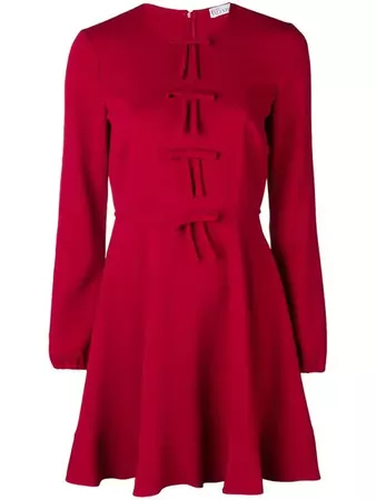 Red Valentino Bow Detail Long Sleeved Dress